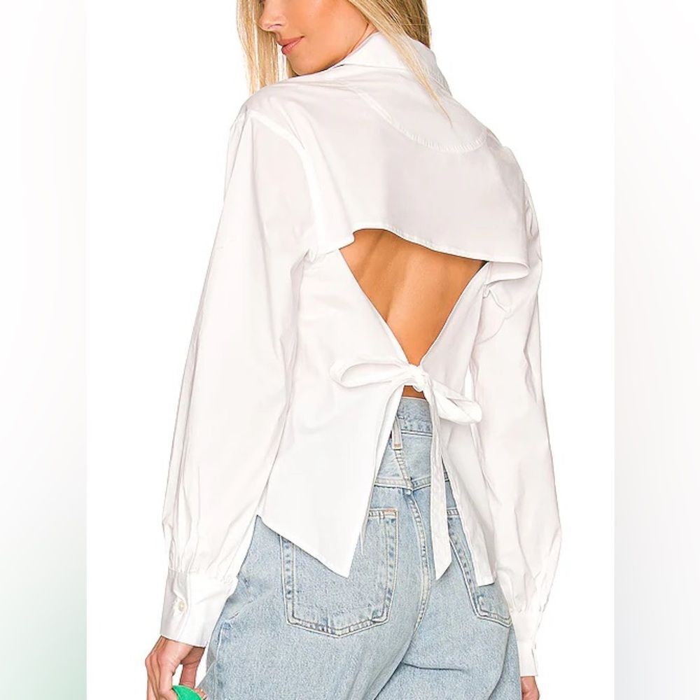 Jonathan Simkhai Standard Skyler Shirt Women's XS White Open Back Tie Modern